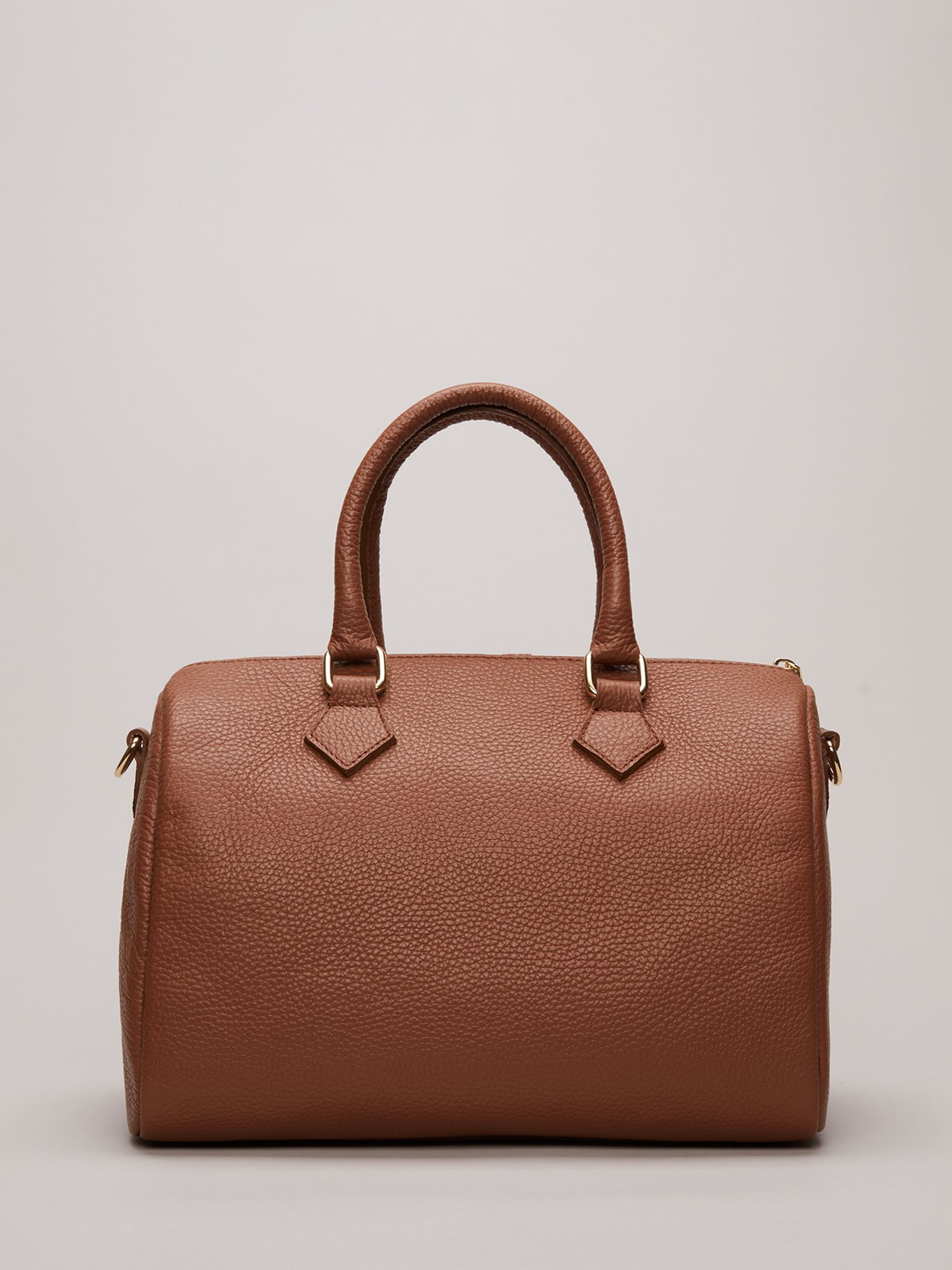 Phase Eight Grained Leather Bowling Bag, Brown at John Lewis & Partners