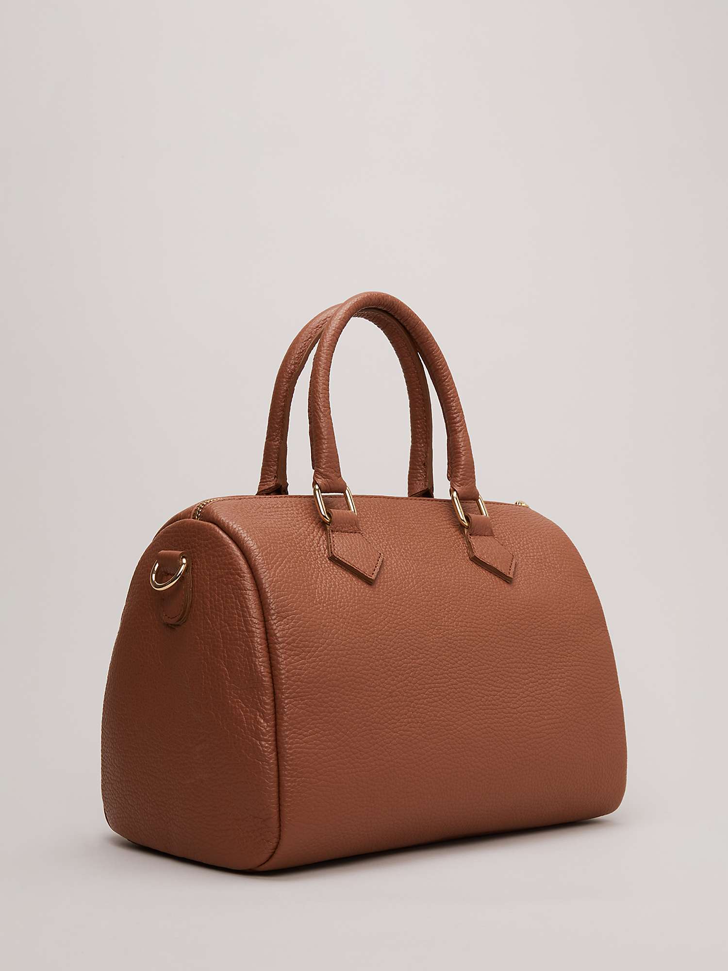 Buy Phase Eight Grained Leather Bowling Bag, Brown Online at johnlewis.com