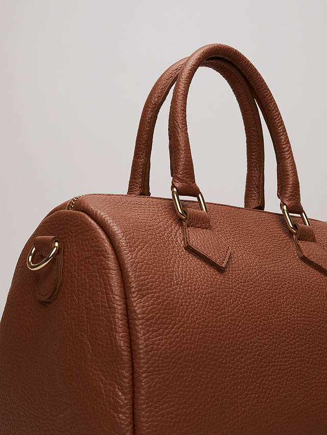 Phase Eight Grained Leather Bowling Bag, Brown