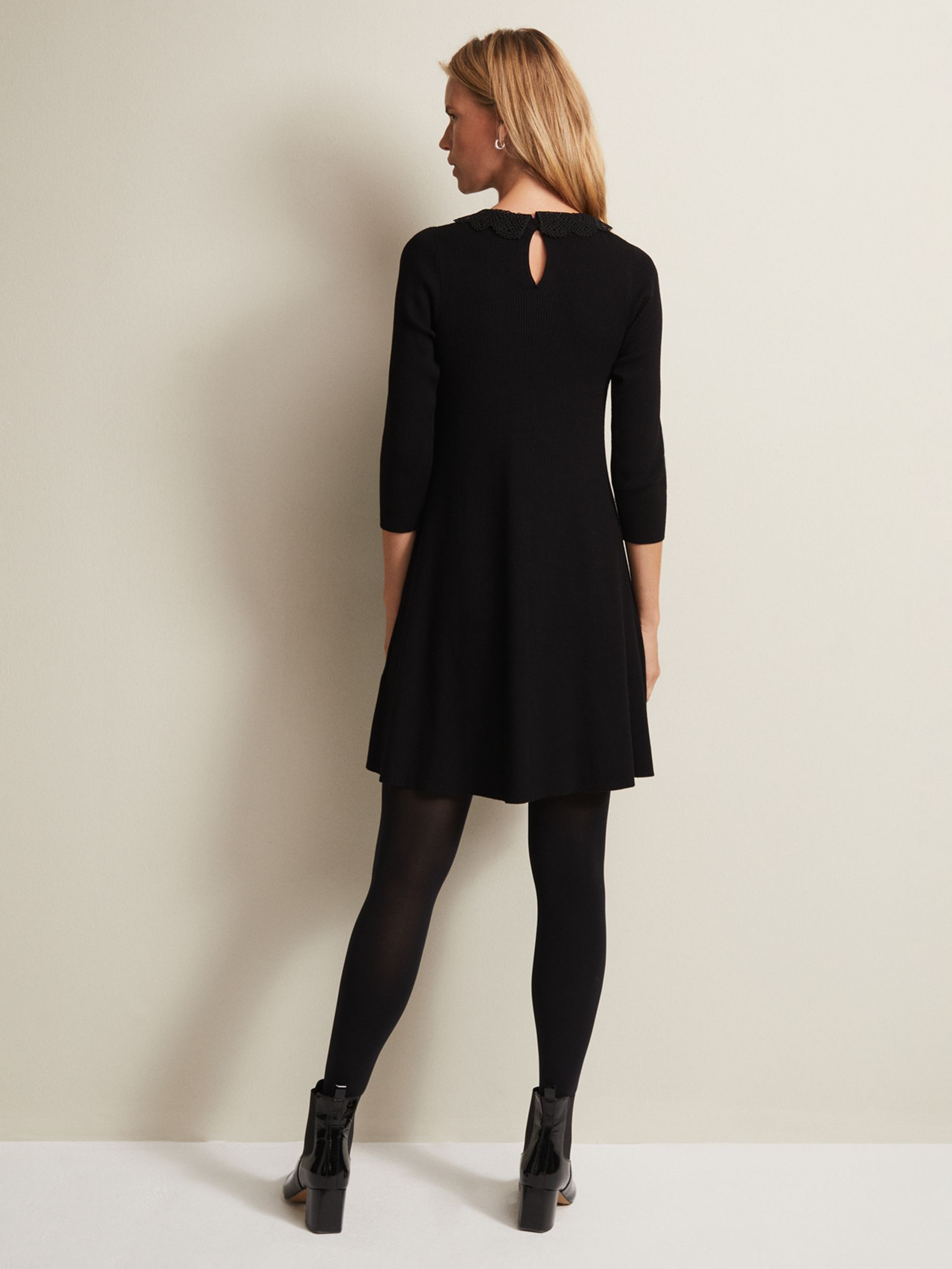 Buy Phase Eight Evelyn Ribbed Mini Dress, Black Online at johnlewis.com