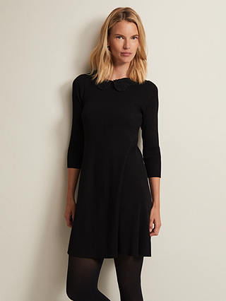 Phase Eight Evelyn Ribbed Mini Dress, Black