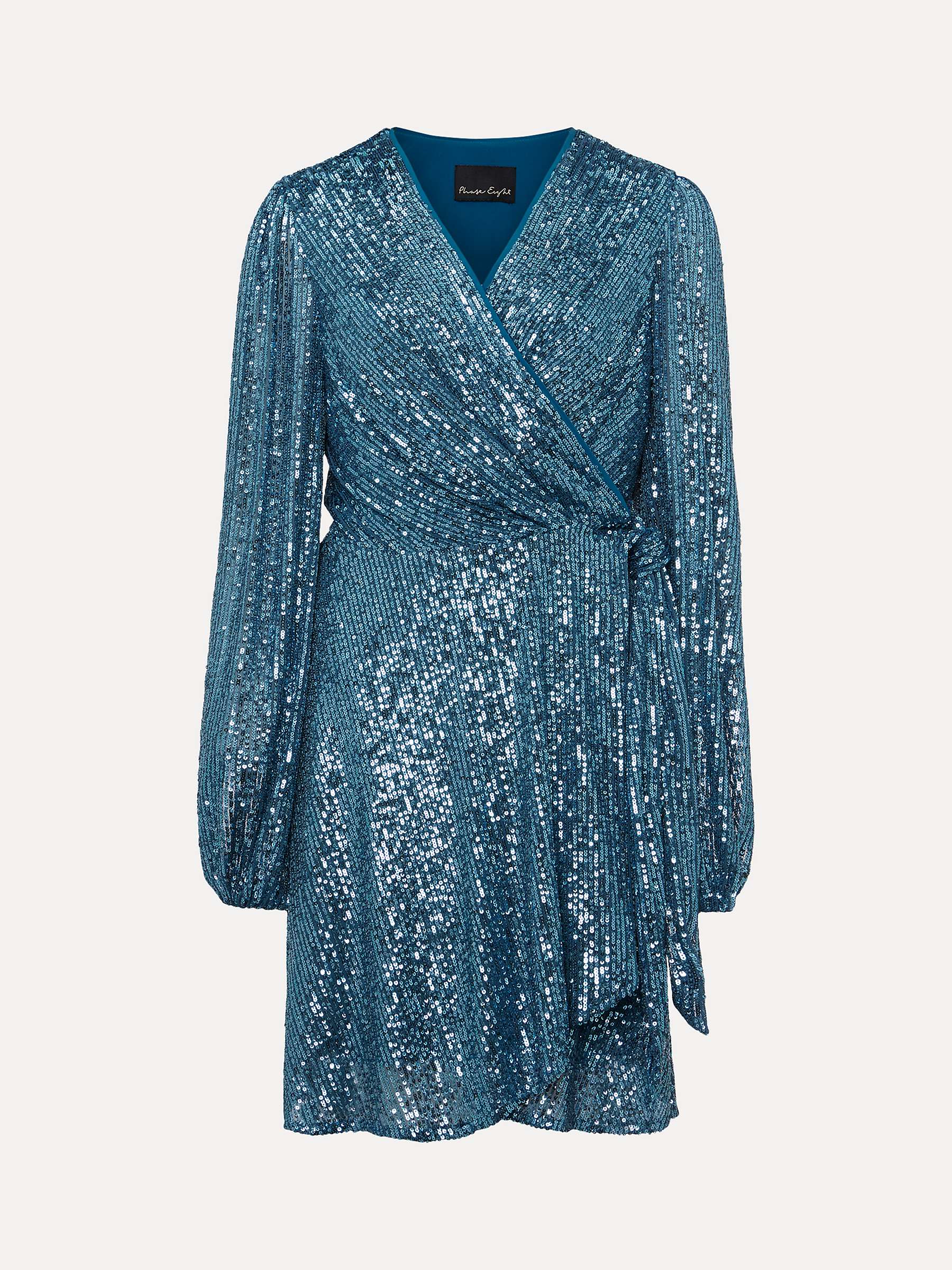 Buy Phase Eight Carissa Sequin Wrap Mini Dress, Teal Online at johnlewis.com