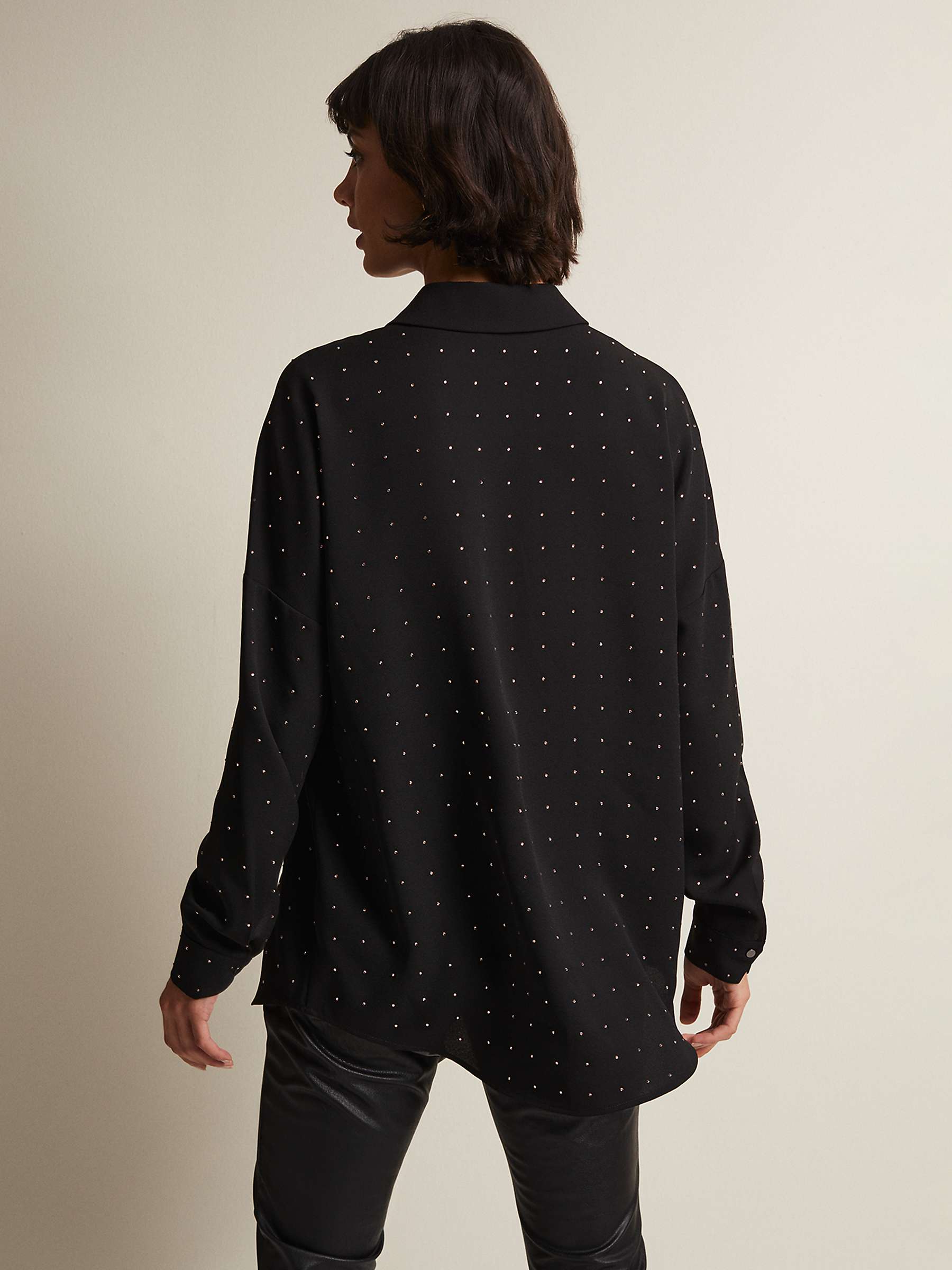 Buy Phase Eight Elowen Embellished Longline Shirt, Black Online at johnlewis.com