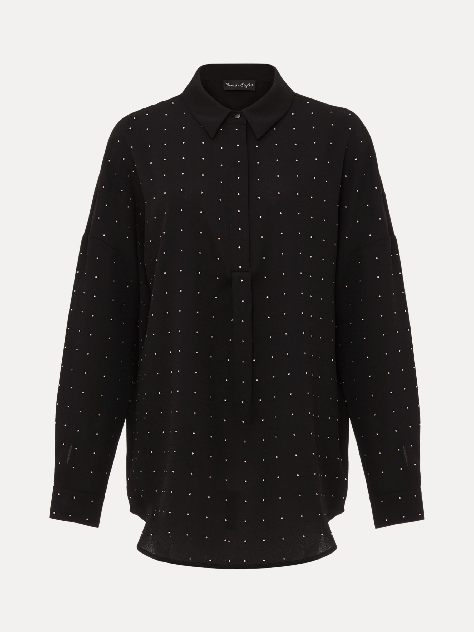 Buy Phase Eight Elowen Embellished Longline Shirt, Black Online at johnlewis.com