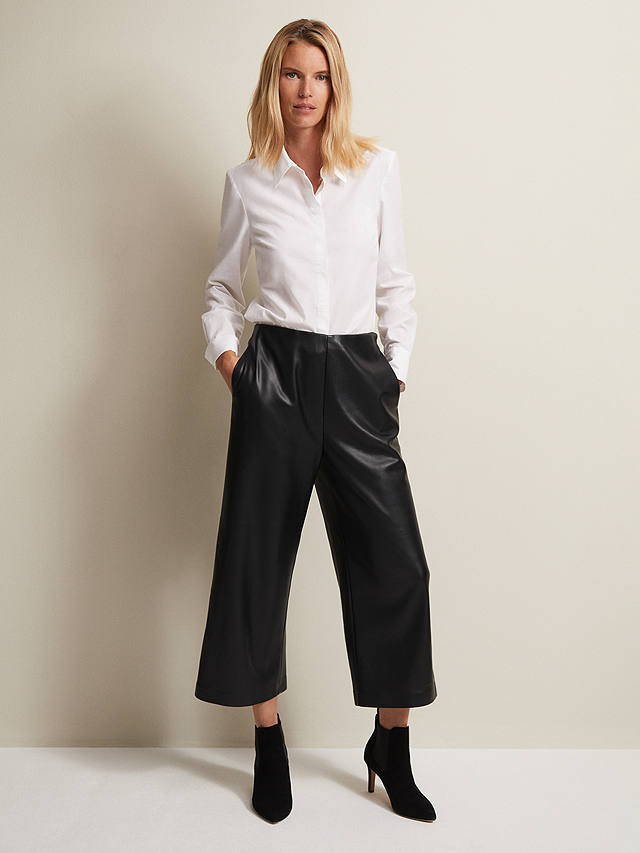 Phase Eight Emeline Faux Leather Culottes, Black