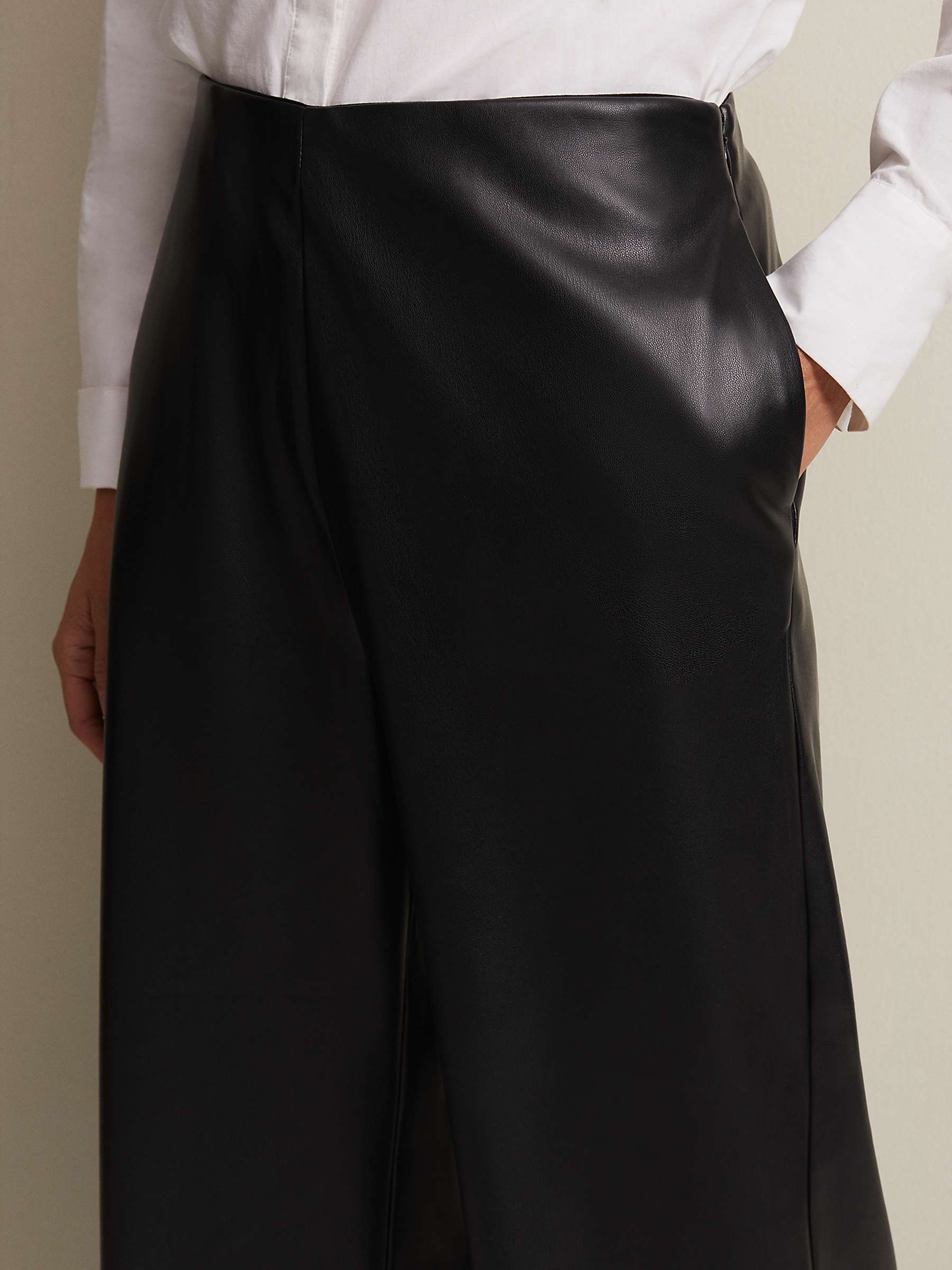 Buy Phase Eight Emeline Faux Leather Culottes, Black Online at johnlewis.com