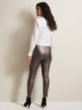 Phase Eight Amina Faux Leather Metallic Leggings, Silver