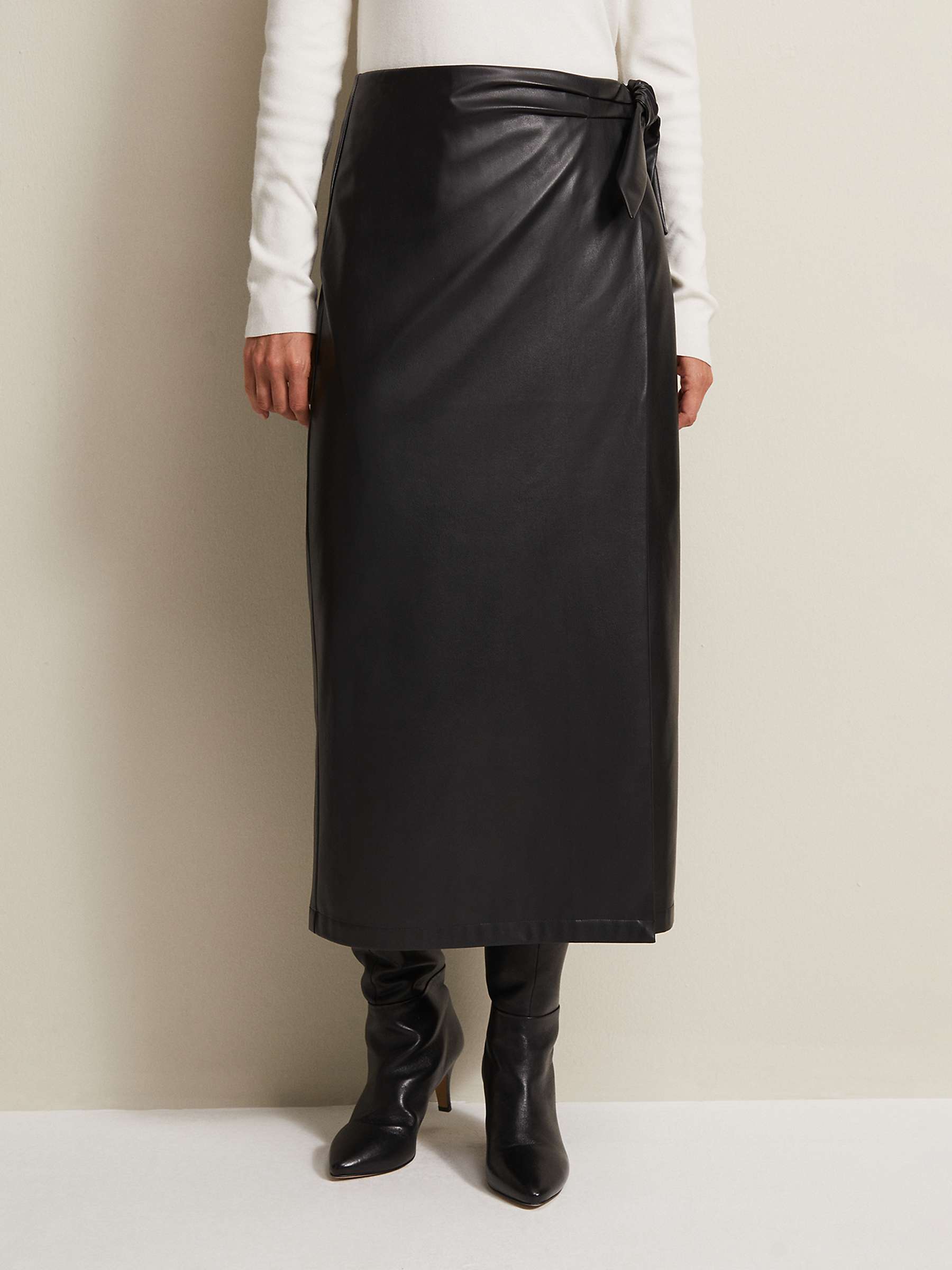 Buy Phase Eight Noha Faux Leather Midi Pencil Skirt, Black Online at johnlewis.com
