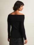 Phase Eight Nya Fine Knit Bardot Top, Black