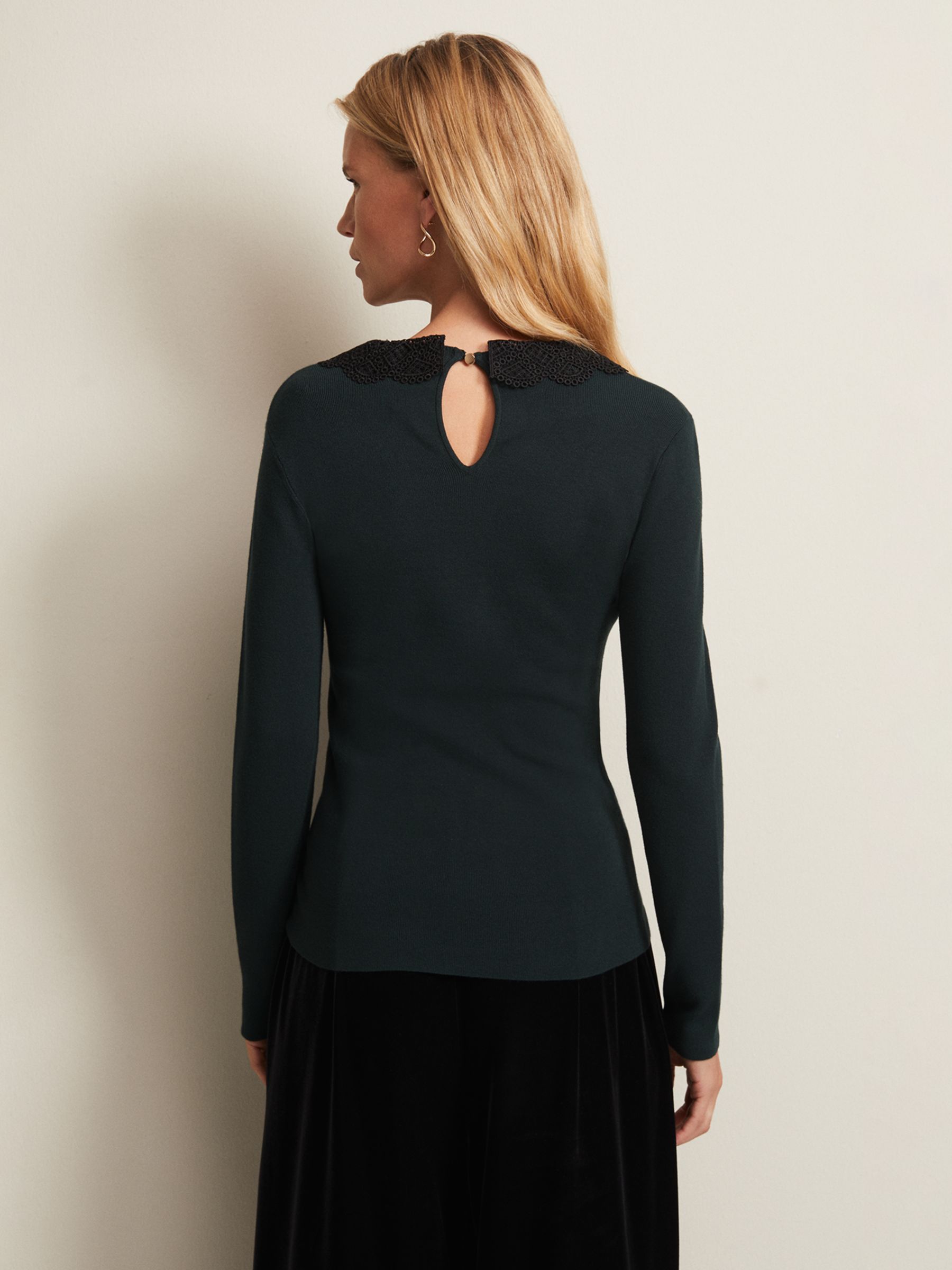 Phase Eight Evelyn Fine Knit Top, Forest at John Lewis & Partners
