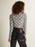 Phase Eight Zaylia Geo Mesh Print Shirt, Black/Ivory, Black/Ivory