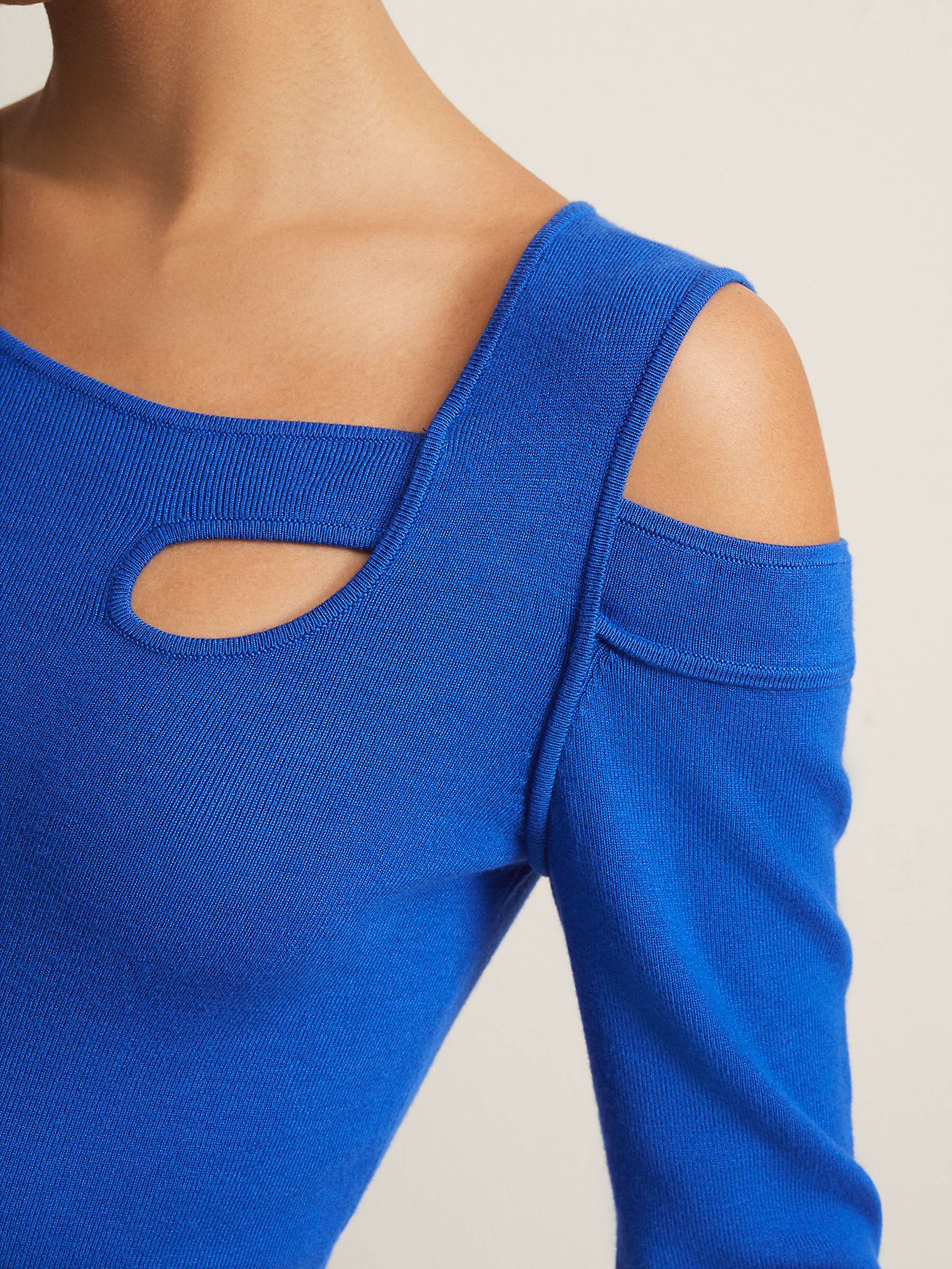 Buy Phase Eight Wren Cut Out Shoulder Fitted Top, Blue Online at johnlewis.com