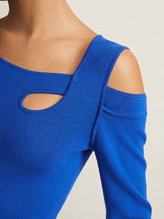 Phase Eight Wren Cut Out Shoulder Fitted Top, Blue