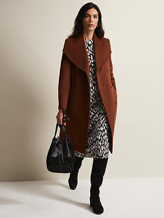 Phase Eight Nicci Belted Wool Blend Coat, Tan