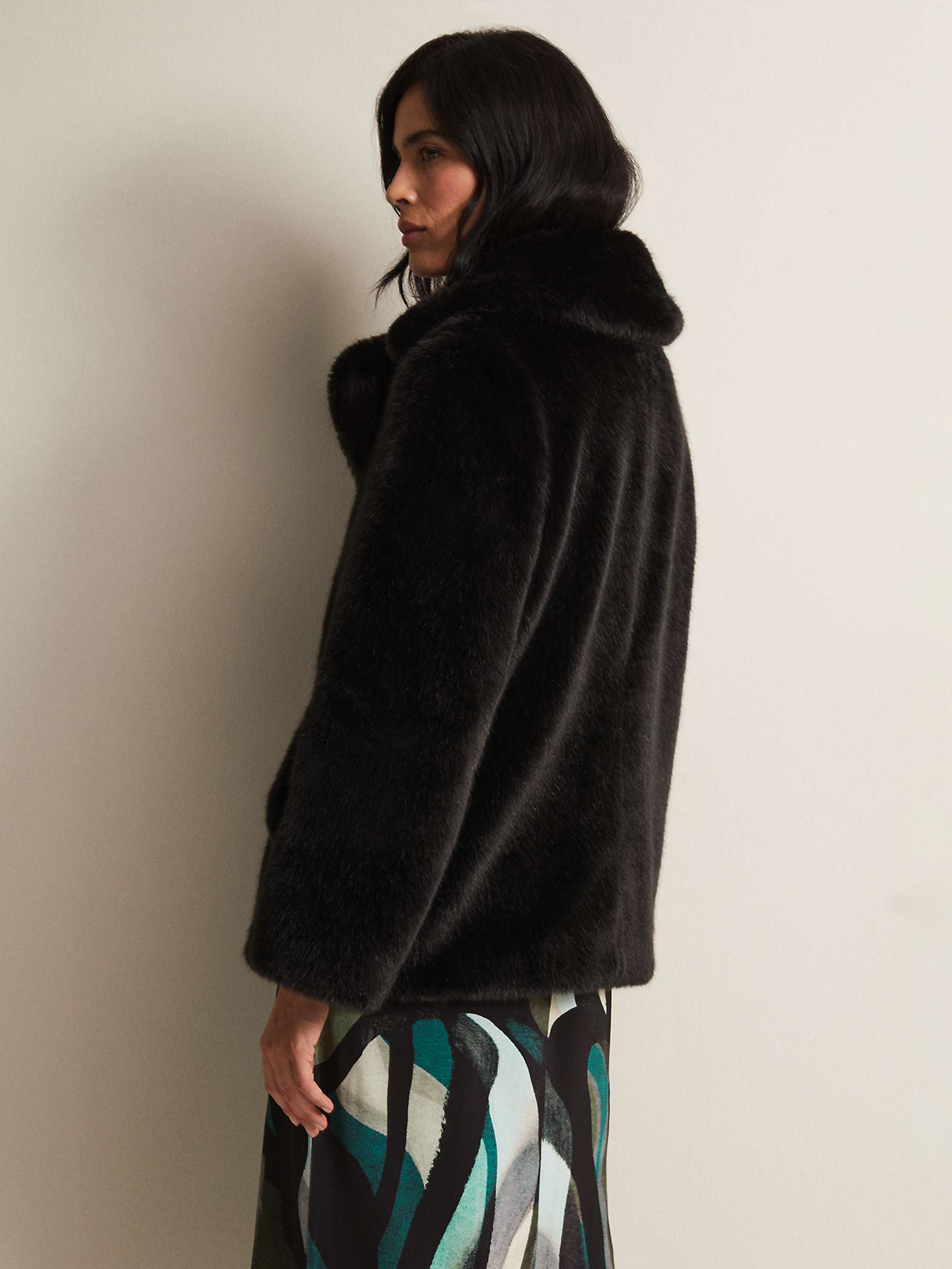 Buy Phase Eight Megan Short Faux Fur Coat, Black Online at johnlewis.com
