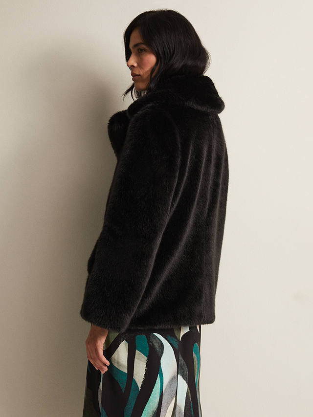 Phase Eight Megan Short Faux Fur Coat, Black