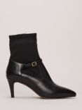 Phase Eight Leather Buckle Detail Sock Boots, Black