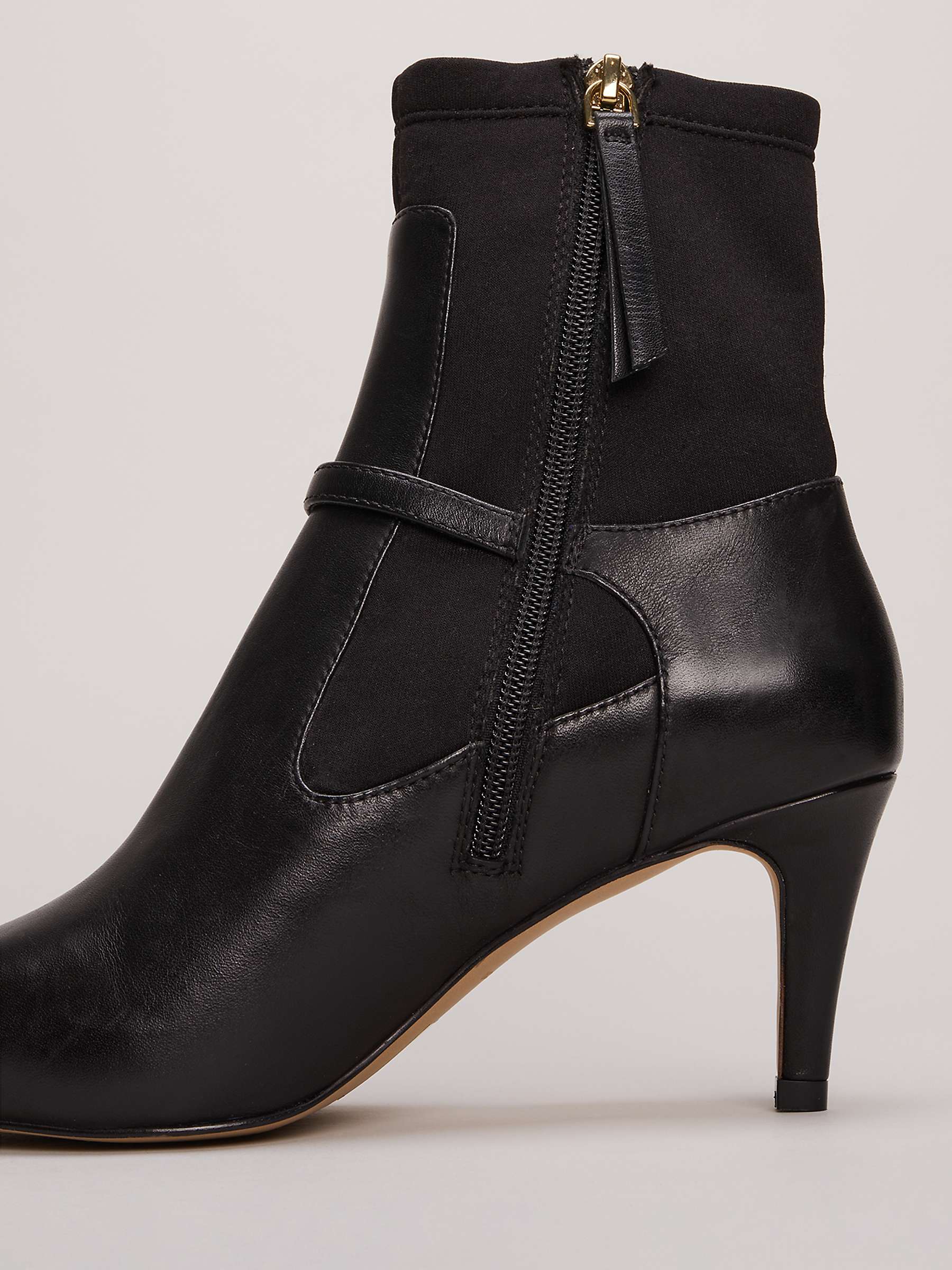 Buy Phase Eight Leather Buckle Detail Sock Boots, Black Online at johnlewis.com
