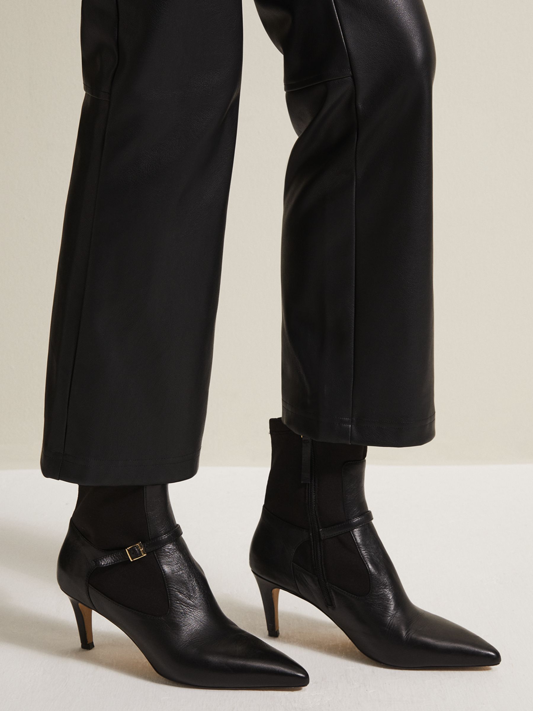 Buy Phase Eight Leather Buckle Detail Sock Boots, Black Online at johnlewis.com
