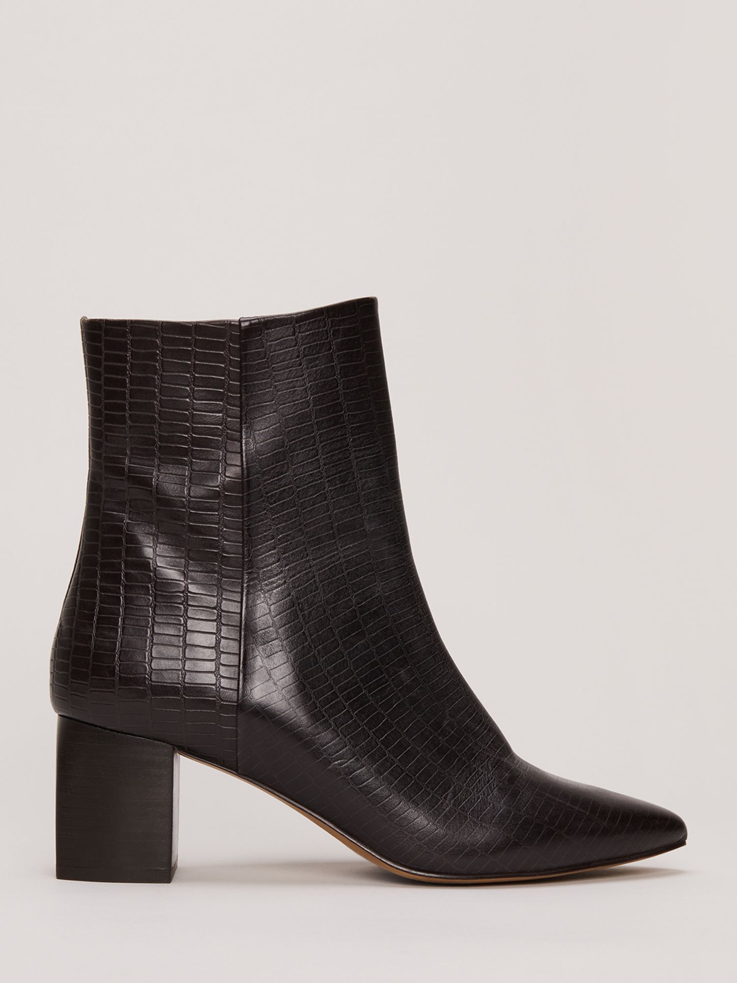 Buy Mango Leather Ankle Boots, Black Online at johnlewis.com