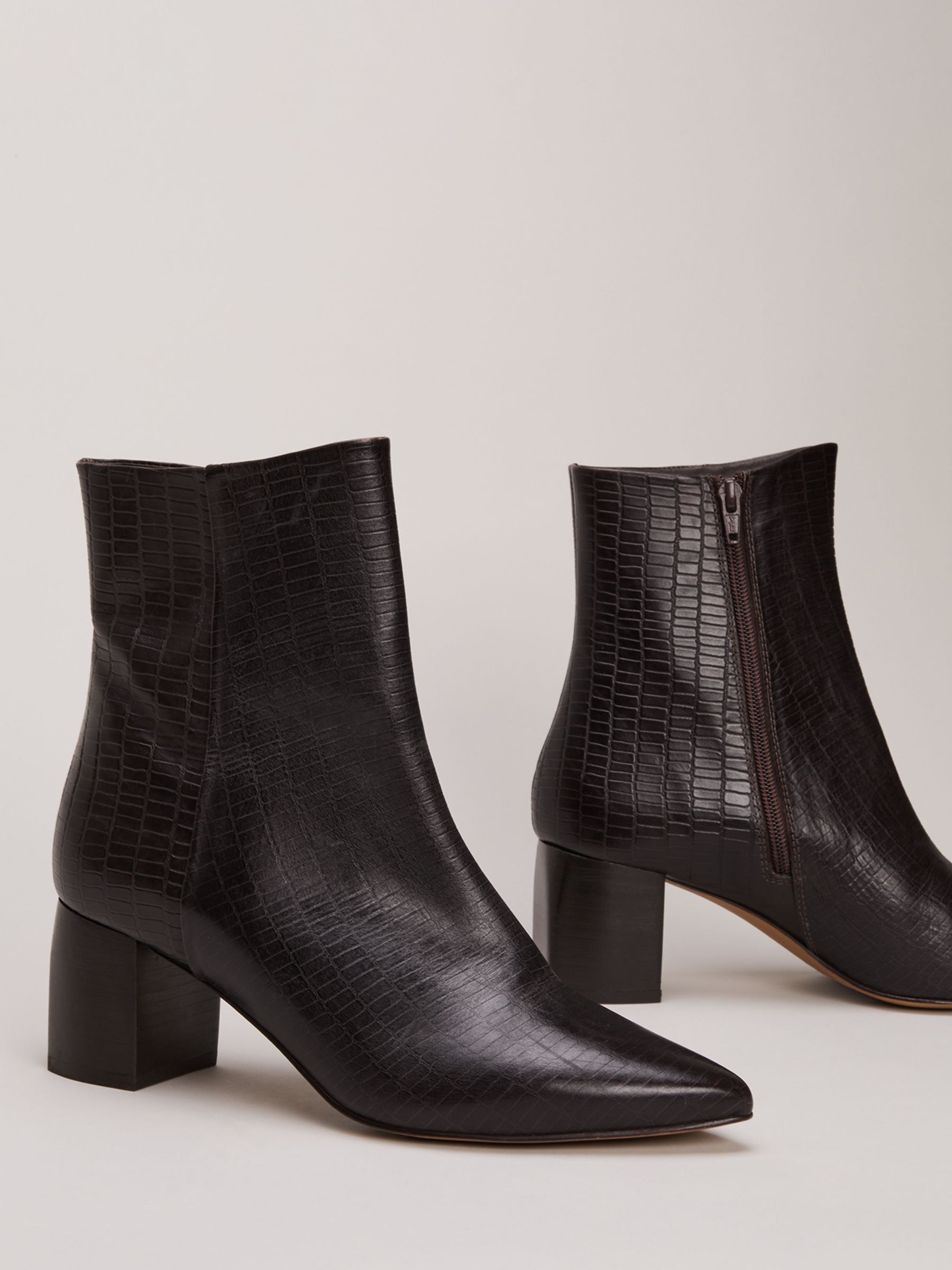 Mango Leather Ankle Boots, Black at John Lewis & Partners