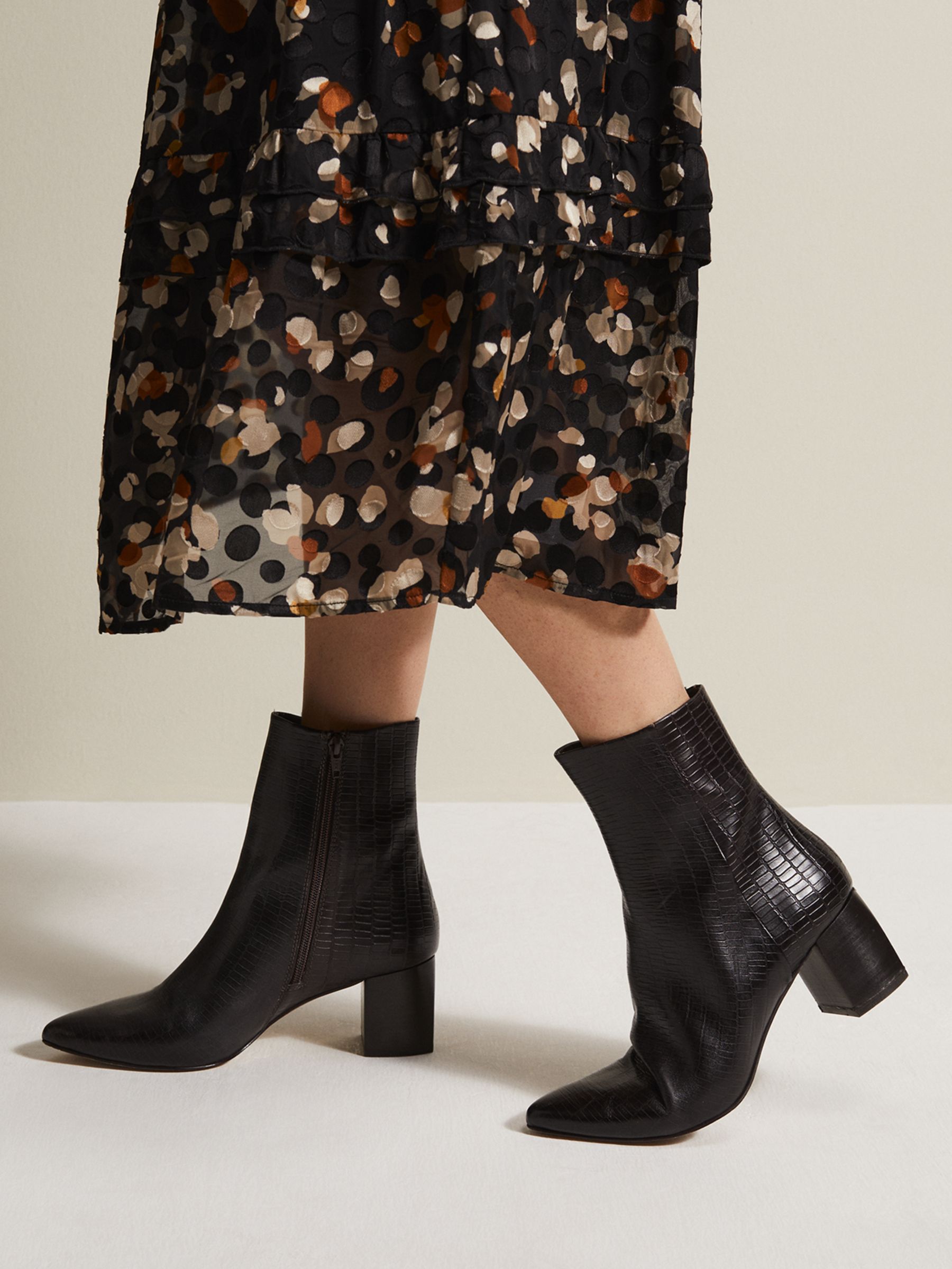 Buy Mango Leather Ankle Boots, Black Online at johnlewis.com
