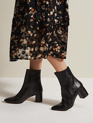Mango Leather Ankle Boots, Black