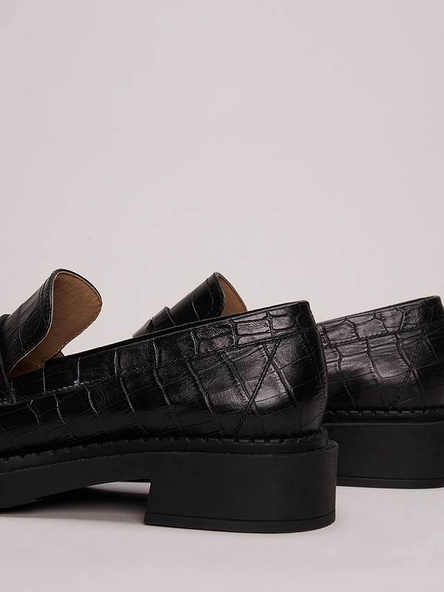 Phase Eight Chunky Leather Loafers, Black