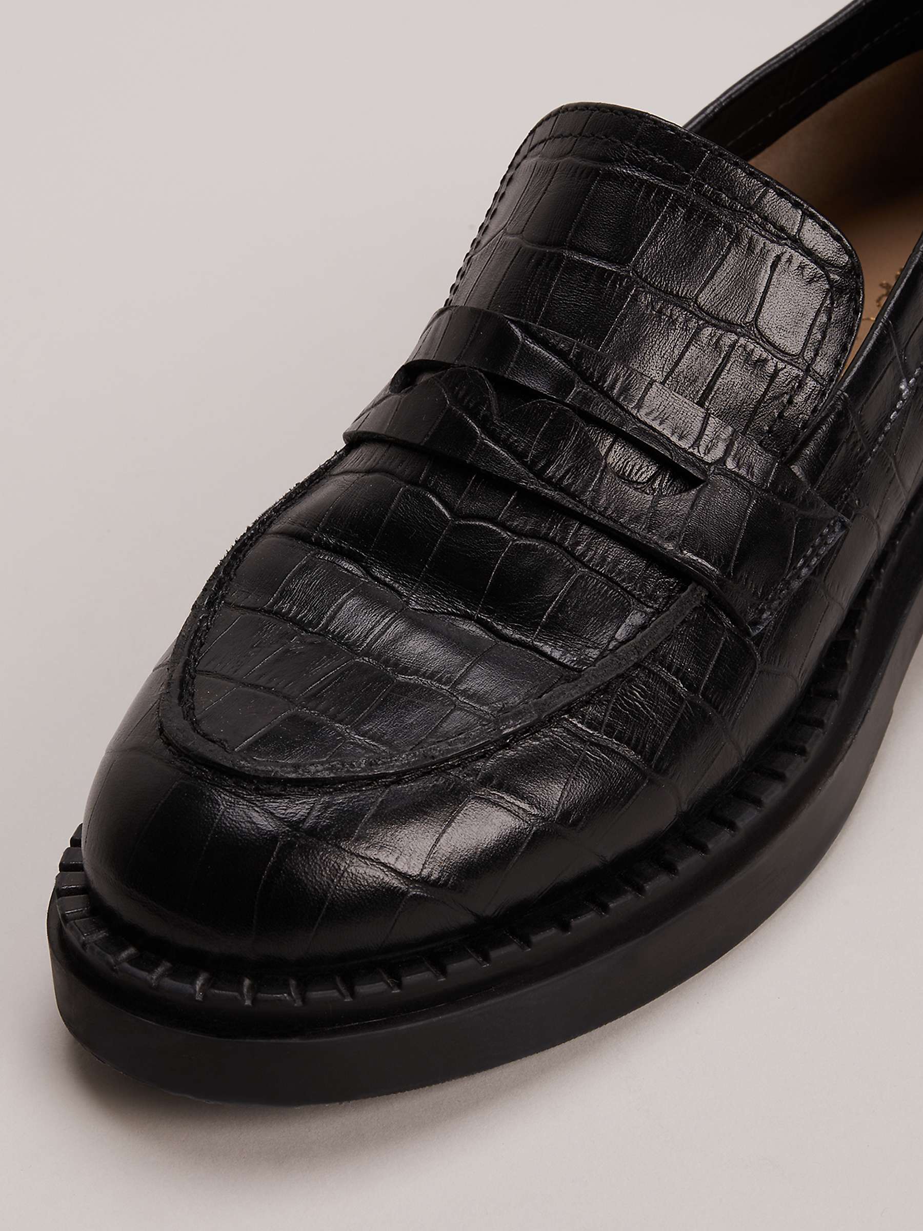 Buy Phase Eight Chunky Leather Loafers, Black Online at johnlewis.com