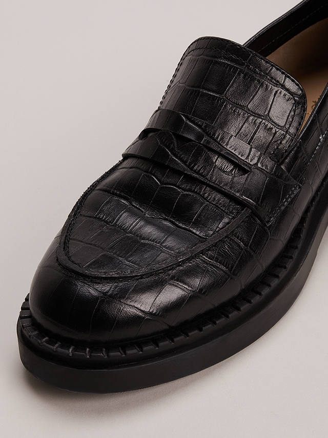 Phase Eight Chunky Leather Loafers, Black