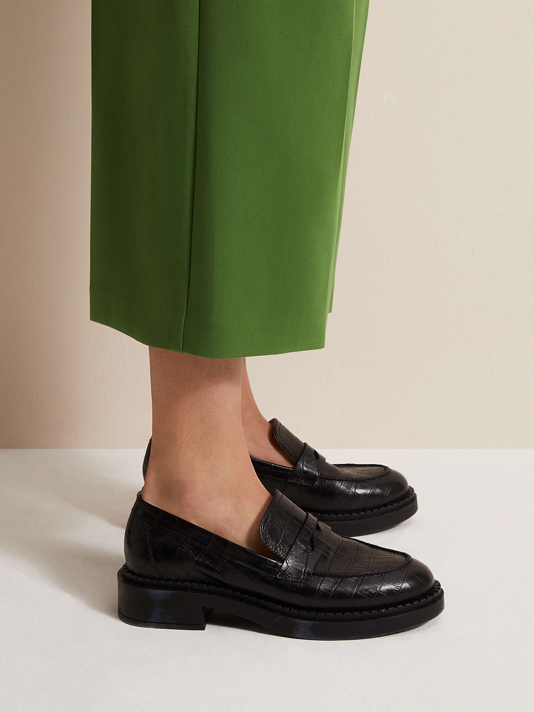 Buy Phase Eight Chunky Leather Loafers, Black Online at johnlewis.com