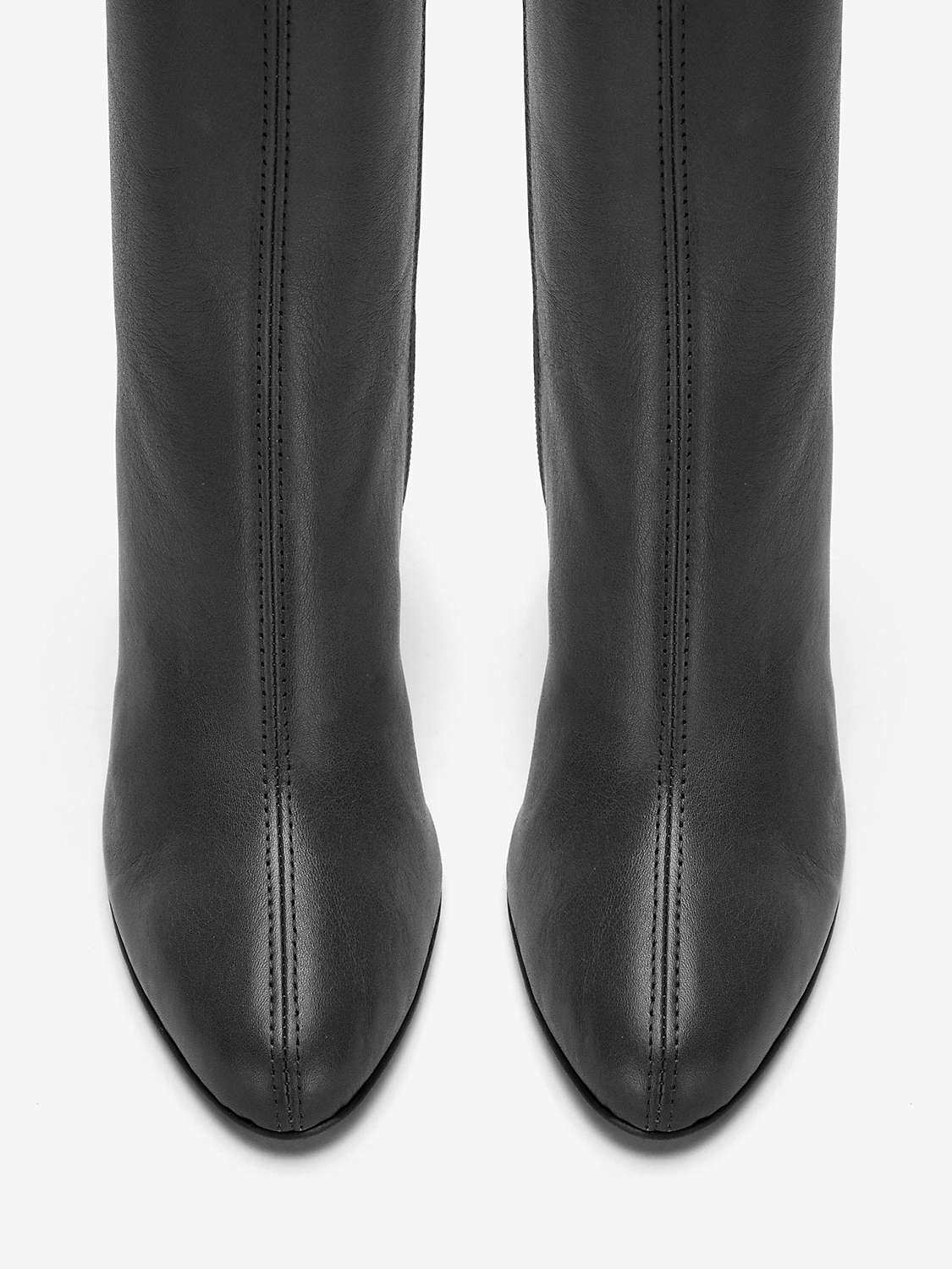 Mint Velvet Leather Block Heel Ankle Boots, Black at John Lewis & Partners