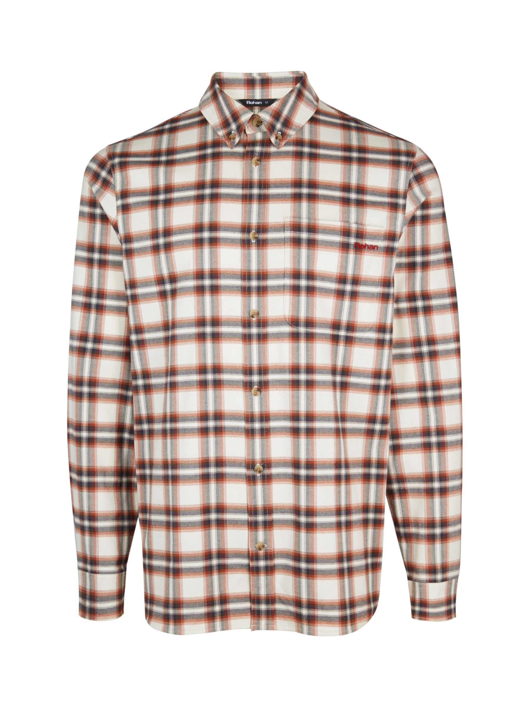 Rohan Dover Long Sleeve Check Shirt, Ecru/Red, S