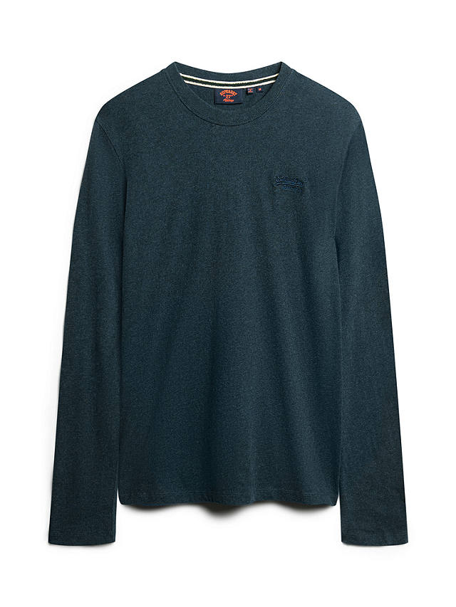 Superdry Organic Cotton Vintage Logo Embroidered Long Sleeve Top, Teal ...