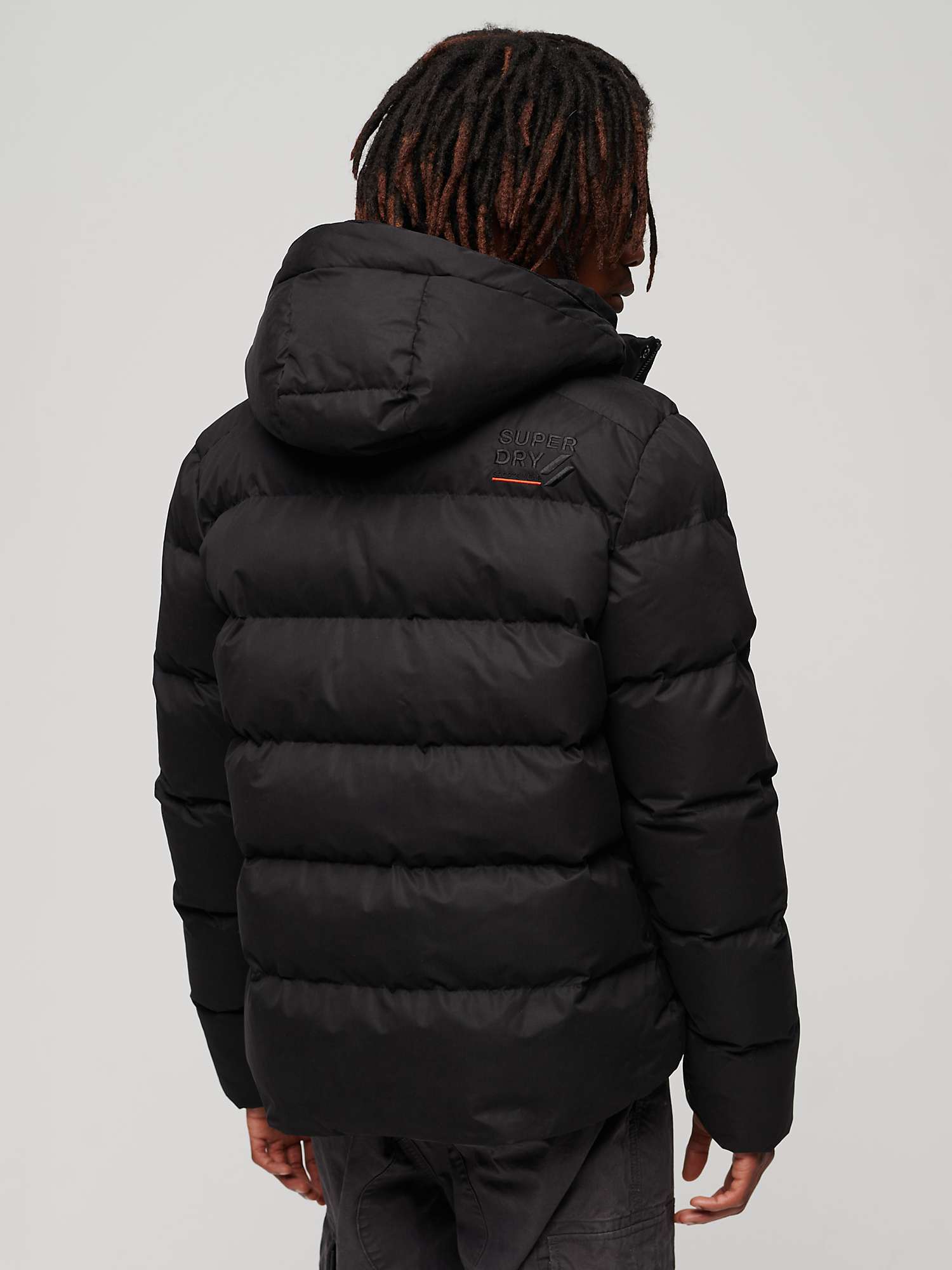 Jacket, Lewis Microfibre John Black Puffer Hooded Partners & at Superdry Sports