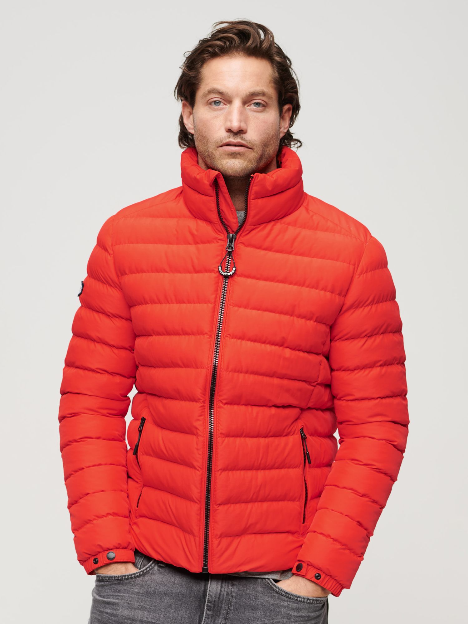 Superdry Fuji Printed Padded Jacket, Sunset Red at John Lewis & Partners