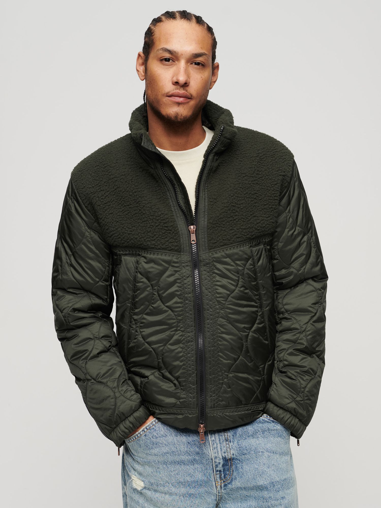 Superdry Sherpa Quilted Hybrid Jacket at John Lewis & Partners