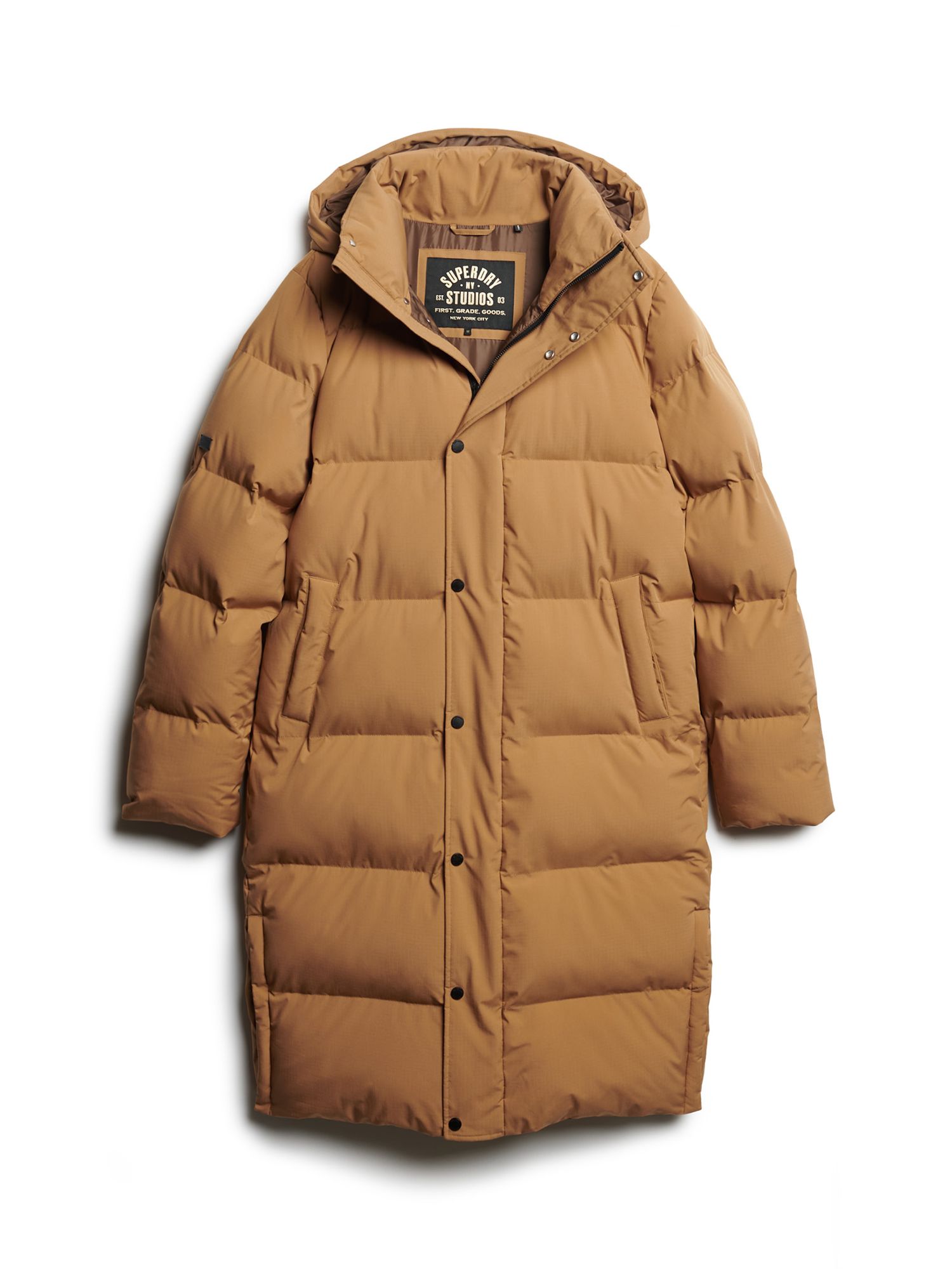 Superdry Train Longline Padded Jacket-Brown - Tops - Women