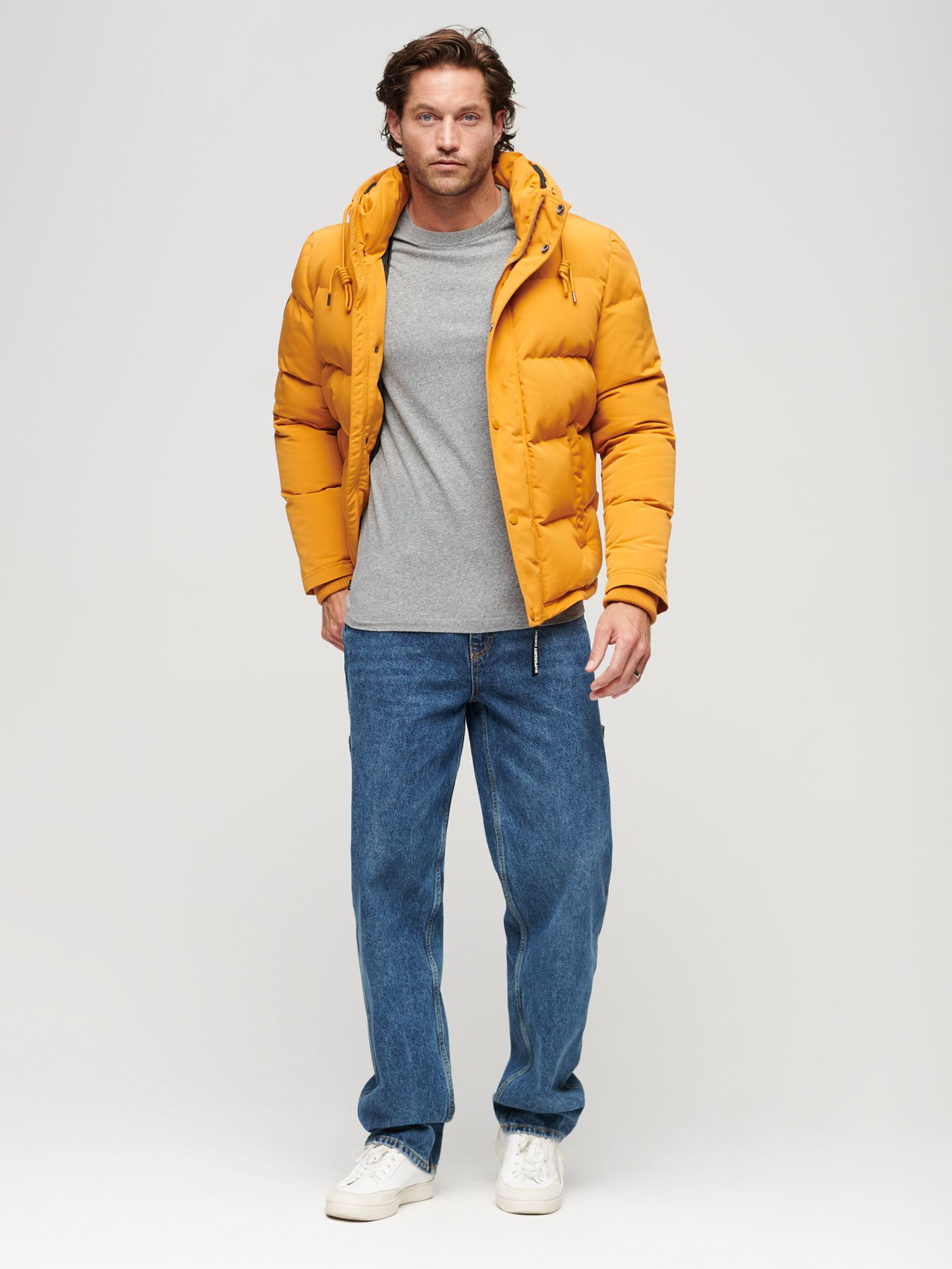 Superdry Everest Hooded Puffer Jacket, Mustard at John Lewis & Partners