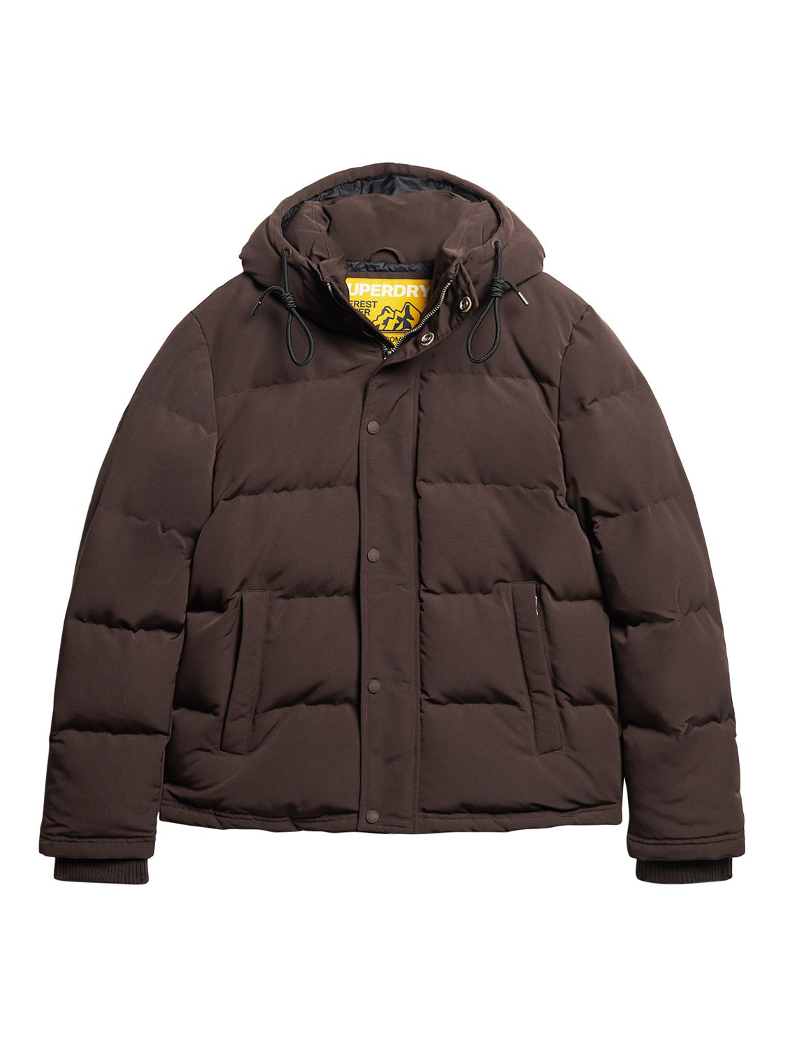 Superdry Everest Hooded Puffer Jacket, Dark Brown at John Lewis & Partners