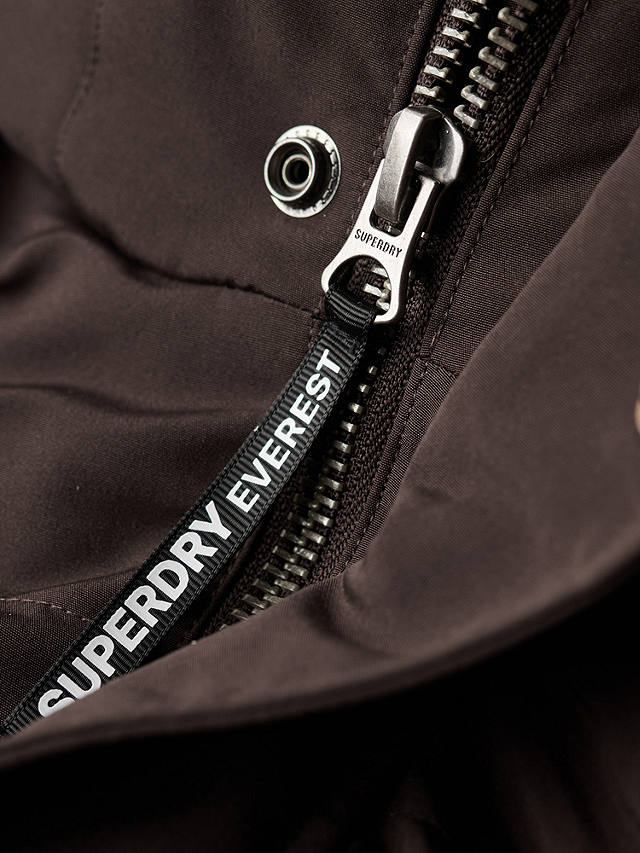 Superdry Everest Hooded Puffer Jacket, Dark Brown
