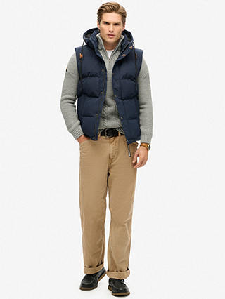 Superdry Hooded Everest Puffer Gilet, Nordic Chrome Navy