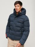 Superdry Hooded Microfibre Sports Puffer Jacket, Baltic Blue