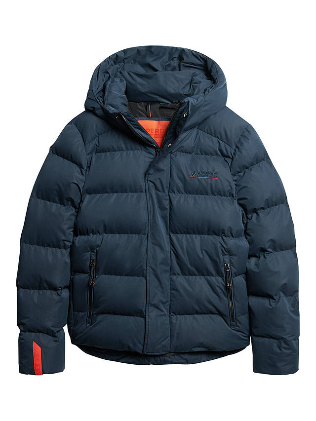 Superdry Hooded Microfibre Sports Puffer Jacket, Baltic Blue