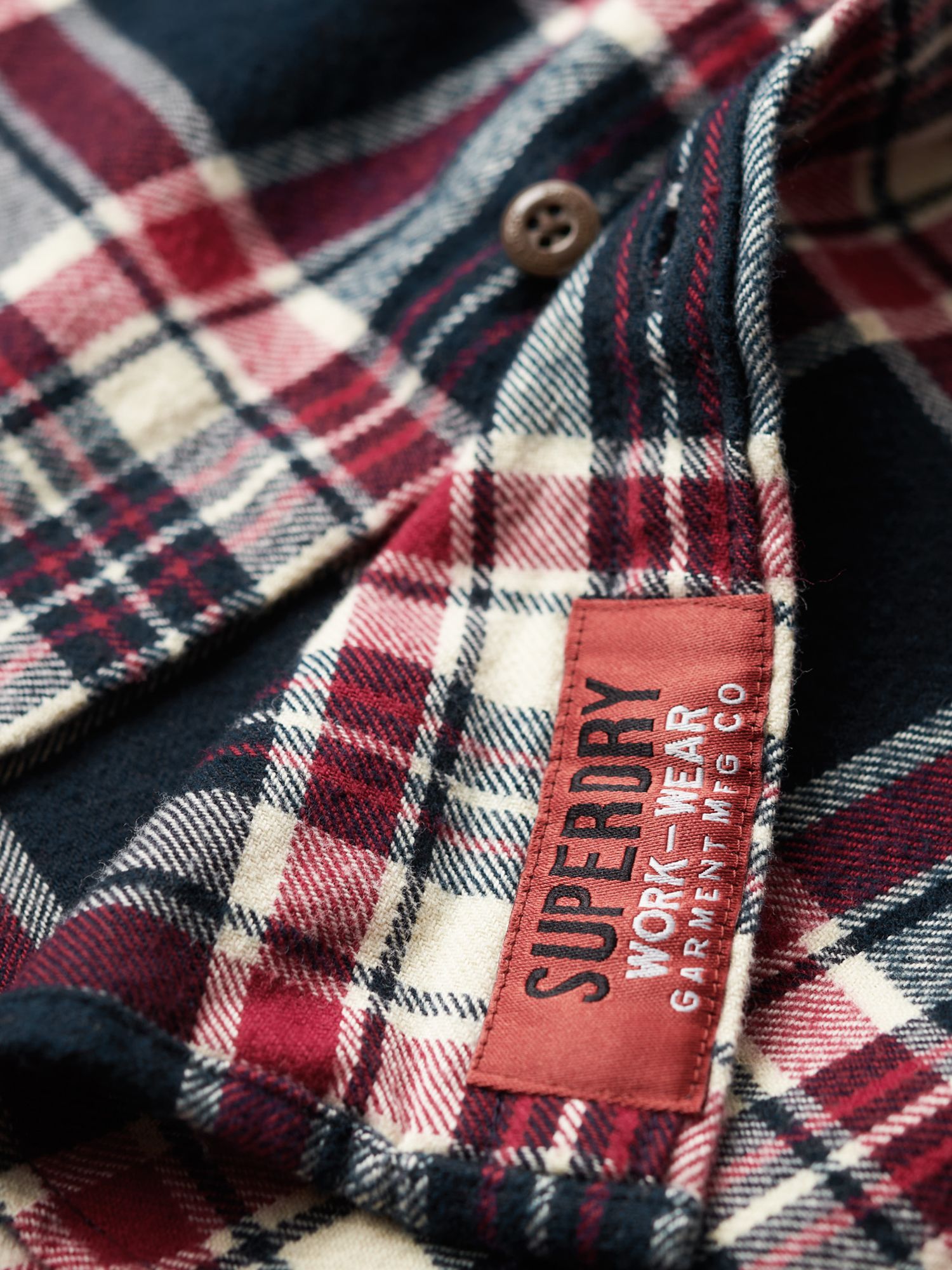 Superdry Organic Cotton Long Sleeve Lumberjack Shirt, Kansas Check Navy, S