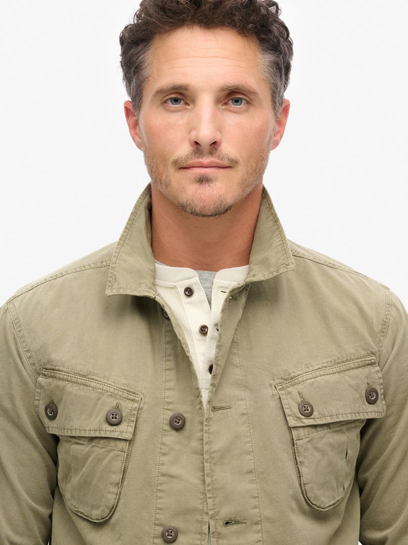 Superdry Military Overshirt Jacket, Dark Sage Green at John Lewis ...