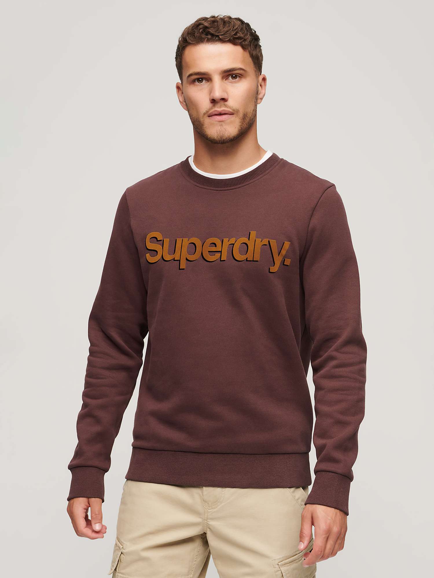 Superdry Core Logo Classic Sweatshirt, Rich Deep Burgundy at John Lewis ...