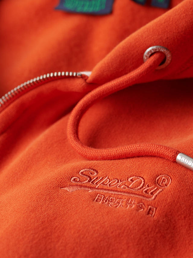 Superdry Essential Logo Zip Hoodie, Denim Co Rust Orange
