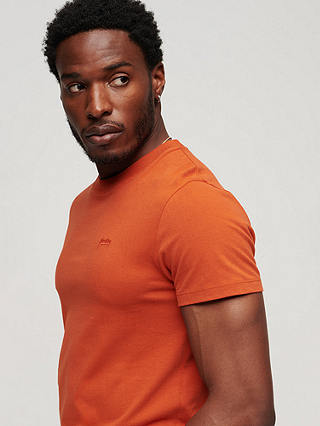 Superdry Organic Cotton Essential Small Logo T-Shirt, Denim Co Rust Orange