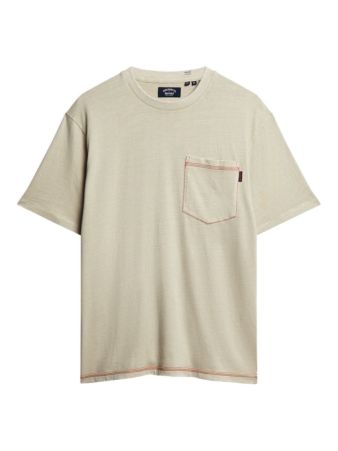 Superdry Contrast Stitch Pocket T-Shirt, Pelican Beige, L